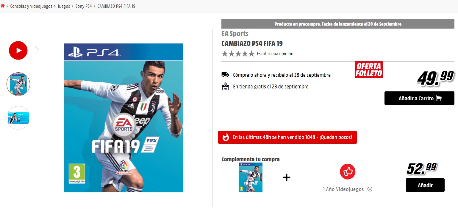Afirmar Escrupuloso Completamente seco Las ofertas para conseguir FIFA 19 algo más barato | Cambiazo